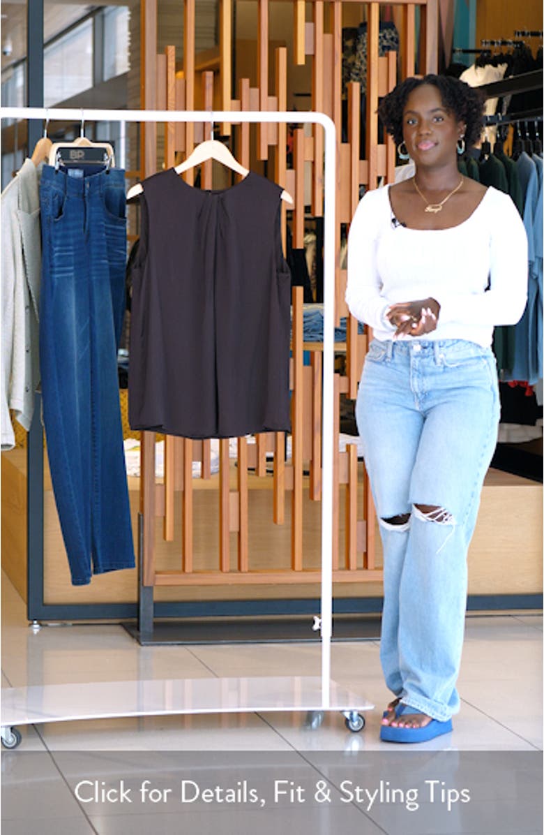 Pleated Jewel Neck Sleeveless Top, sales video thumbnail