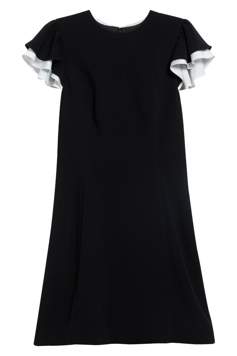 Sarya Flounce Sleeve Dress, Main, color, BLACK/ IVORY