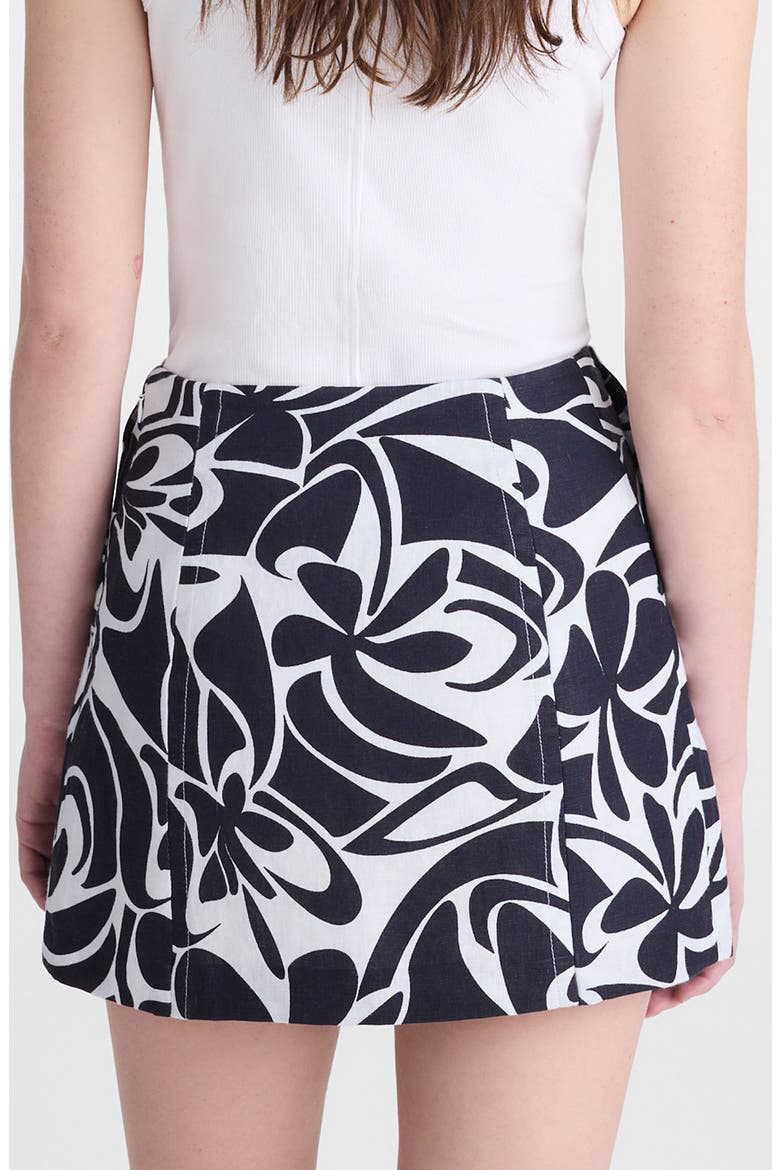 Pleated Linen Miniskirt, Alternate, color, WHITE MULTI