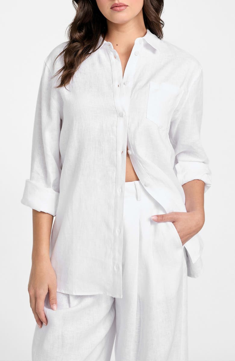 GUESS Gen Linen Button-Up Shirt, Main, color,