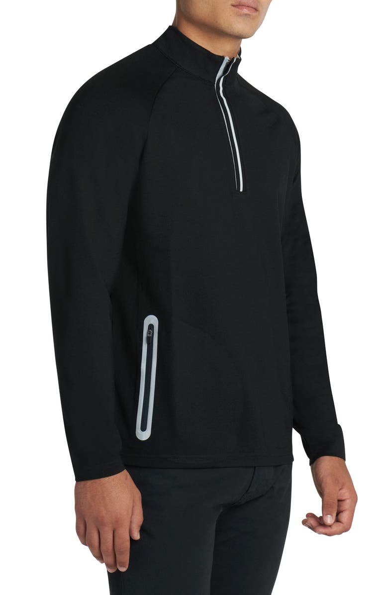 Bugatchi Half Zip Pullover, Alternate, color, Black