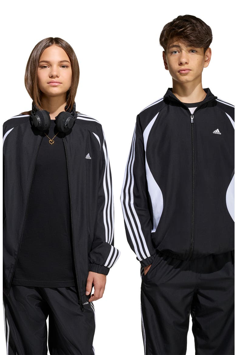 Kids' Teamgeist Loose Fit Track Jacket, Alternate, color, BLACK/ WHITE/ WHITE