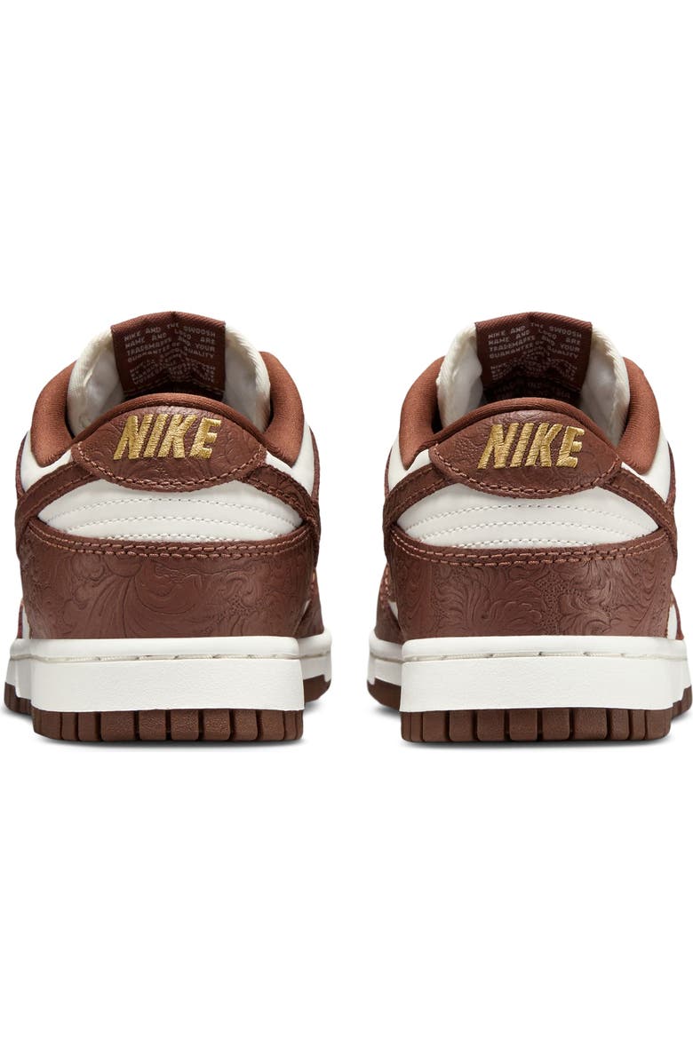 Nike Dunk Low Basketball Sneaker, Alternate, color, Sail/ Fauna Brown/ Gold