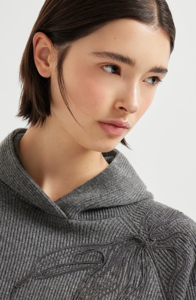 Brunello Cucinelli Cashmere English rib sweater, Alternate, color, Lead