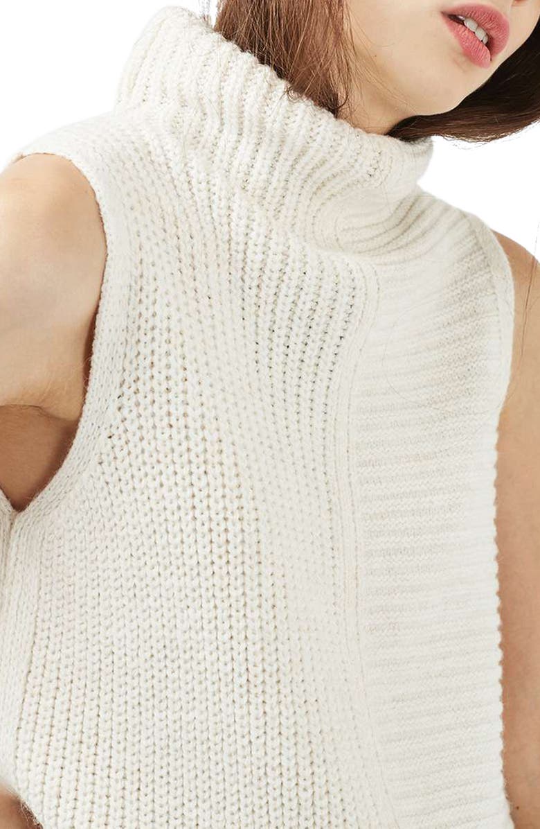 Topshop Sleeveless Turtleneck Sweater, Alternate, color, 