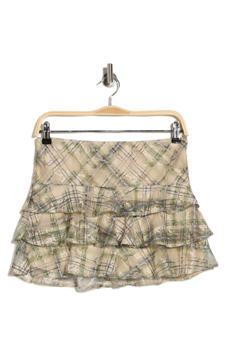 Motel Printed Lace Ruffle Miniskirt, Main, color, Retro Plaid