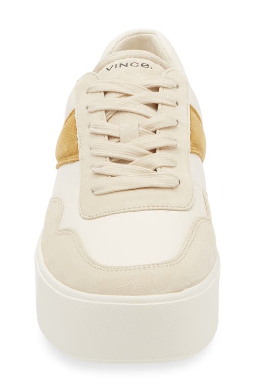 Vince Benfield Court Leather Sneaker In Milk/golden Desert