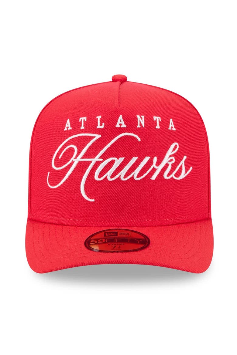 Men's New Era Red Atlanta Hawks 2025 NBA Draft A-Frame 59FIFTY Fitted Hat, Alternate, color, Red