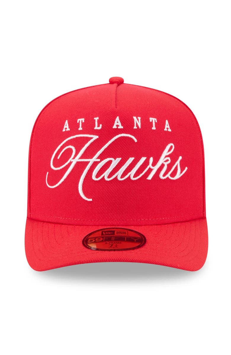 New Era Men's New Era Red Atlanta Hawks 2025 NBA Draft A-Frame 59FIFTY Fitted Hat, Alternate, color, Red