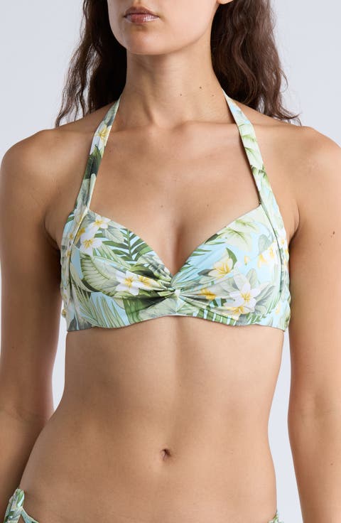 Paradise Fronds Underwire Halter Bikini Top