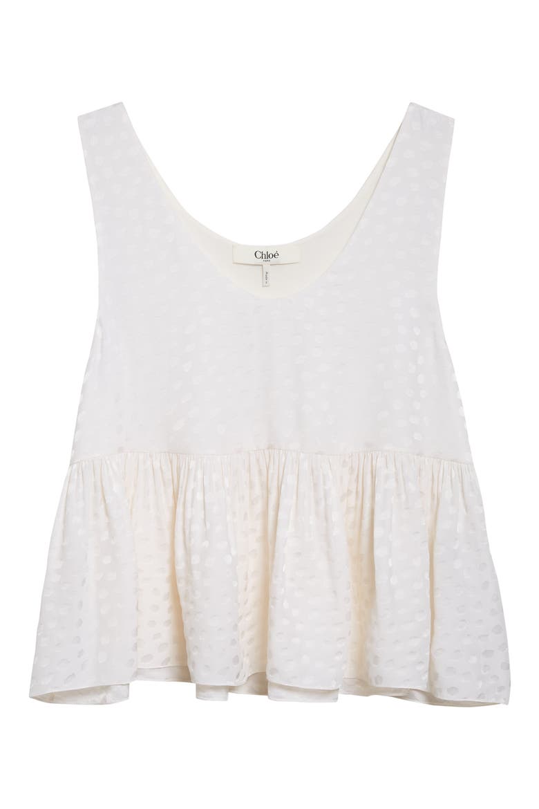 Polka Dot Jacquard Organic Silk Crêpe de Chine Tank, Alternate, color, ICONIC MILK
