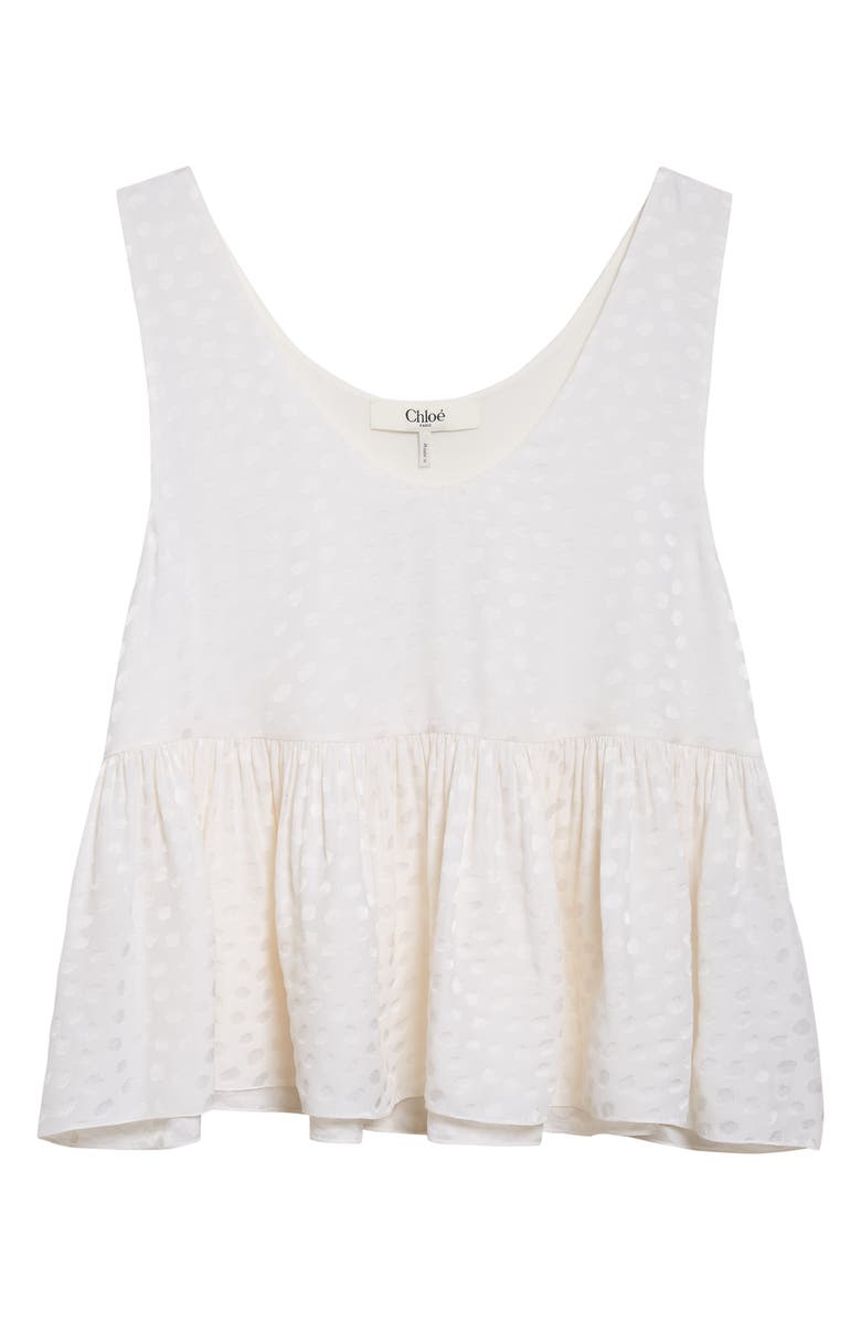 Chloé Polka Dot Jacquard Organic Silk Crêpe de Chine Tank, Alternate, color, Iconic Milk