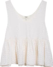 Chloé Polka Dot Jacquard Organic Silk Crêpe de Chine Tank