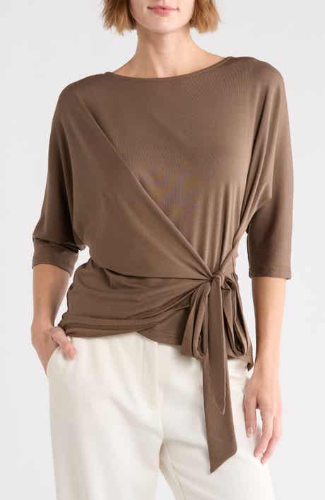 Side Tie Three-Quarter Sleeve Top
