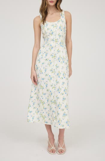 BLU PEPPER BLU PEPPER FLORAL SLEEVELESS BUTTON FRONT MIDI DRESS 