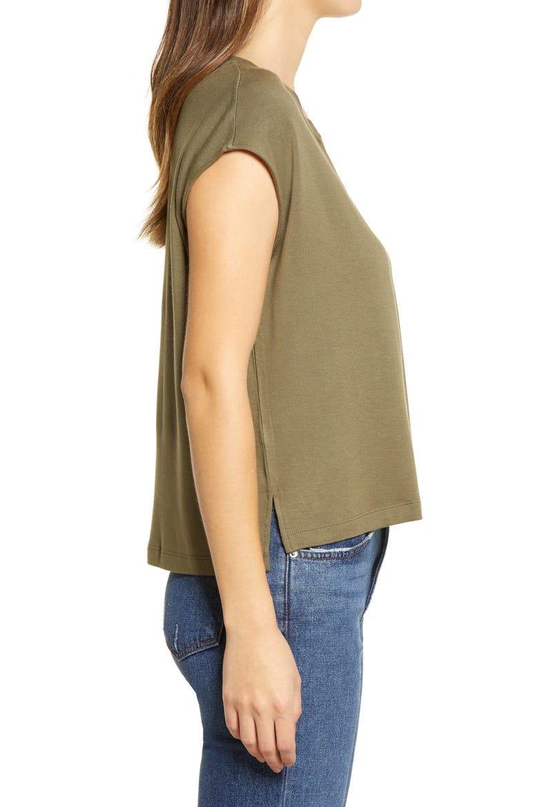 Signaturesoft Split Neck Top, Alternate, color, SAGED MOSS