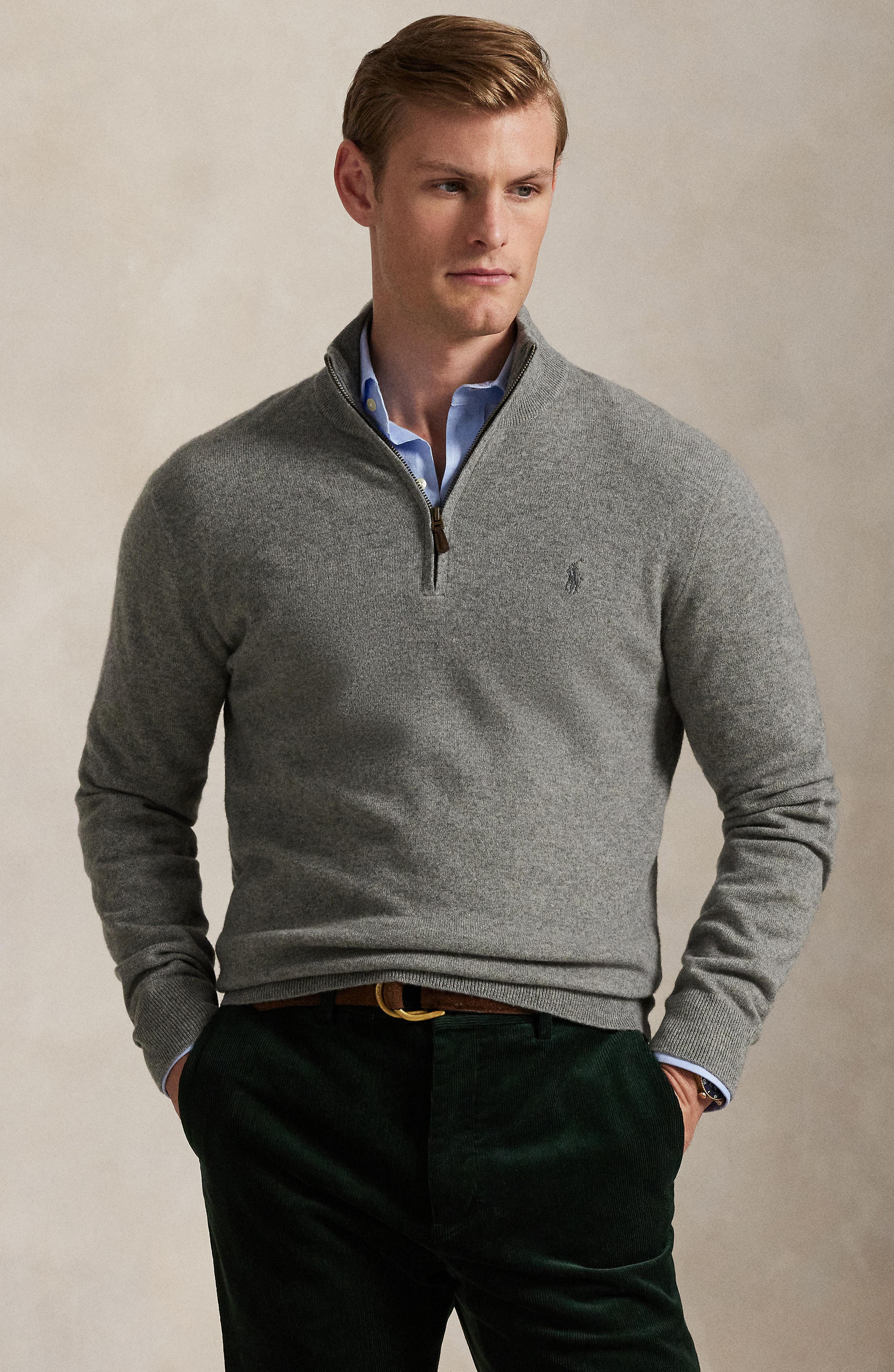Regular Fit Wool Quarter Zip Sweater - image 2