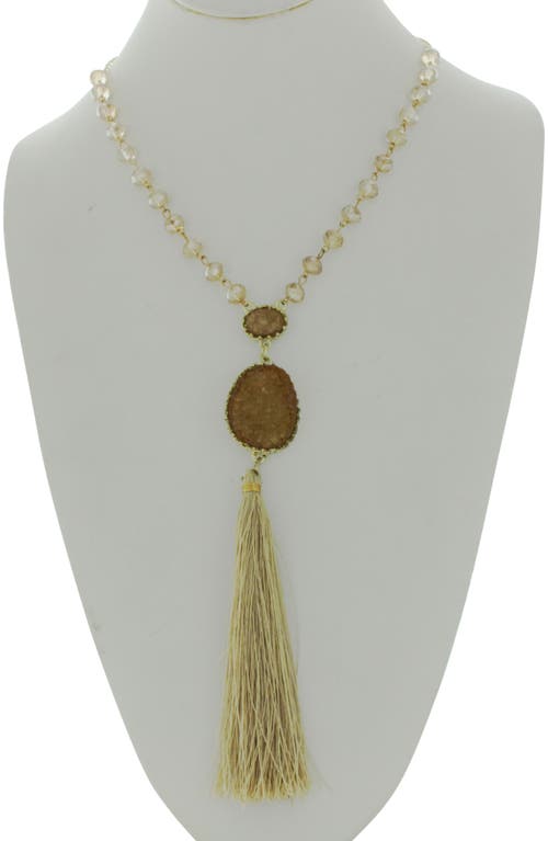 Olivia Welles Druzy Tassel Necklace In Gold