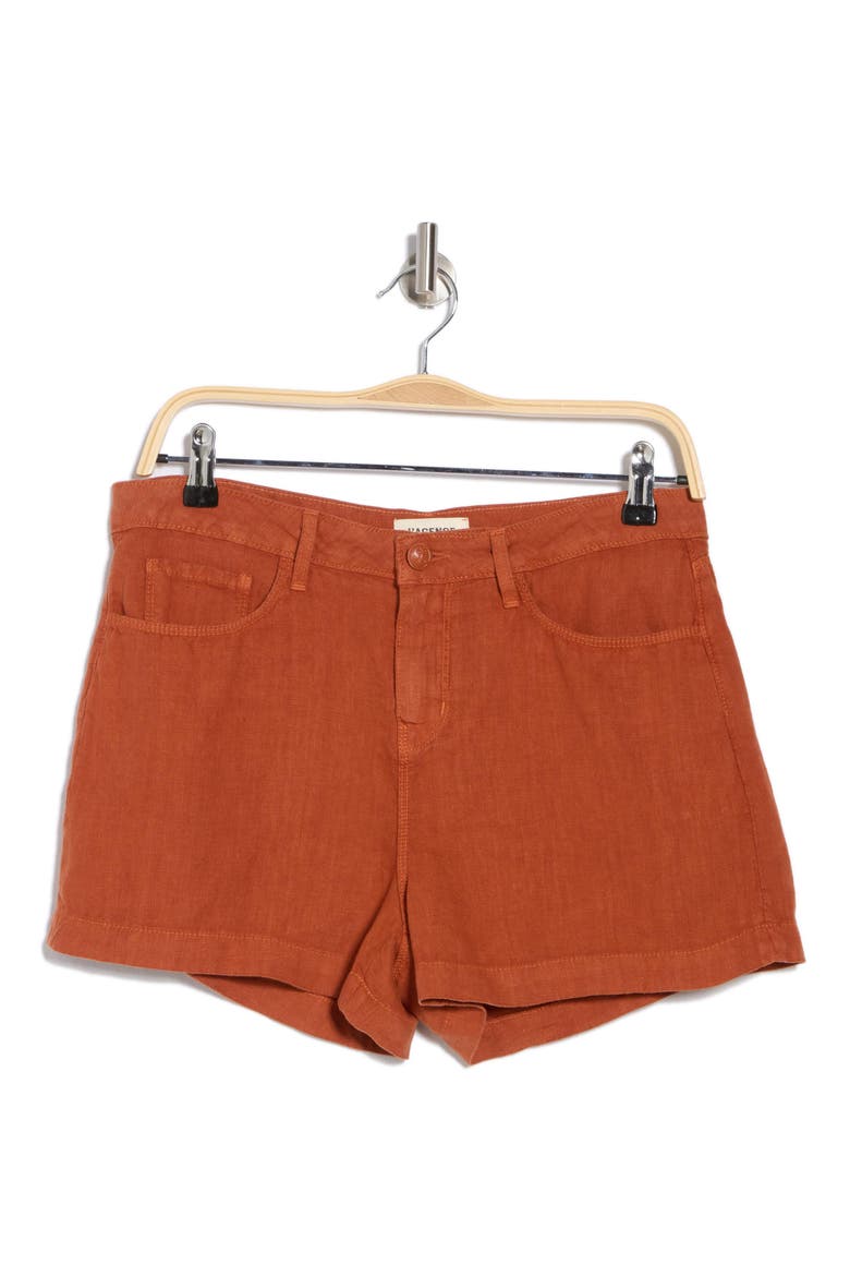 Gina High Waist Linen Shorts, Alternate, color, SIENNA