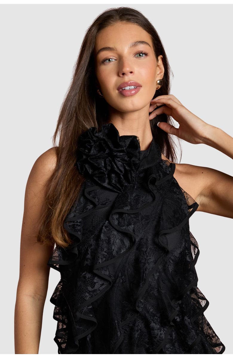 Coast Lace Frill Mini Dress, Alternate, color, Black