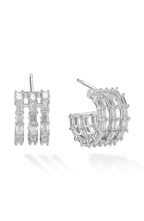 Lana 14k Gold Triple Row Baguette Diamond Hoop Earrings In Metallic