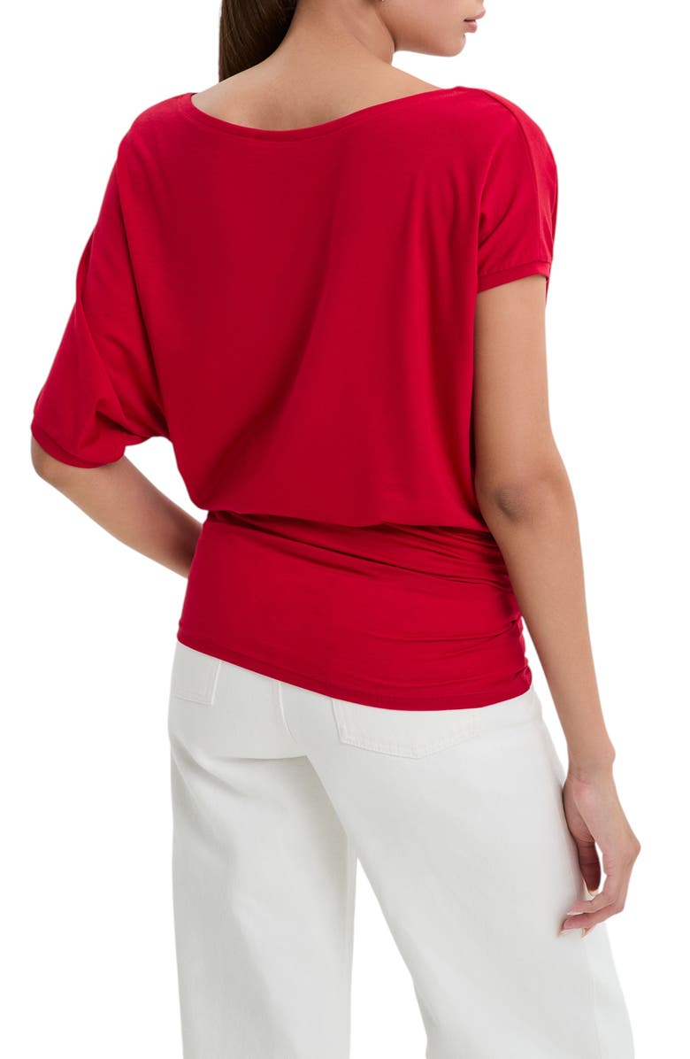 Marcella Elena Asymmetric Sleeve Batwing Top, Alternate, color, Red