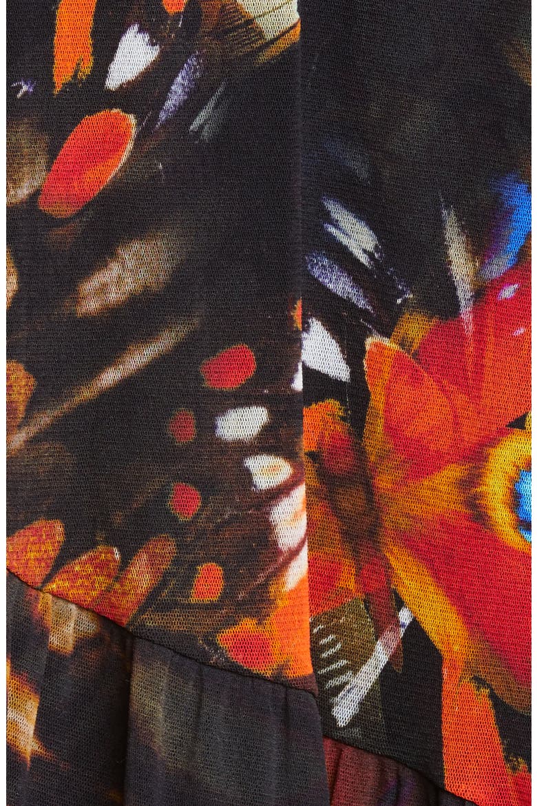 Butterfly Print Asymmetrical Midi Skirt, Alternate, color, ANGOSTURA