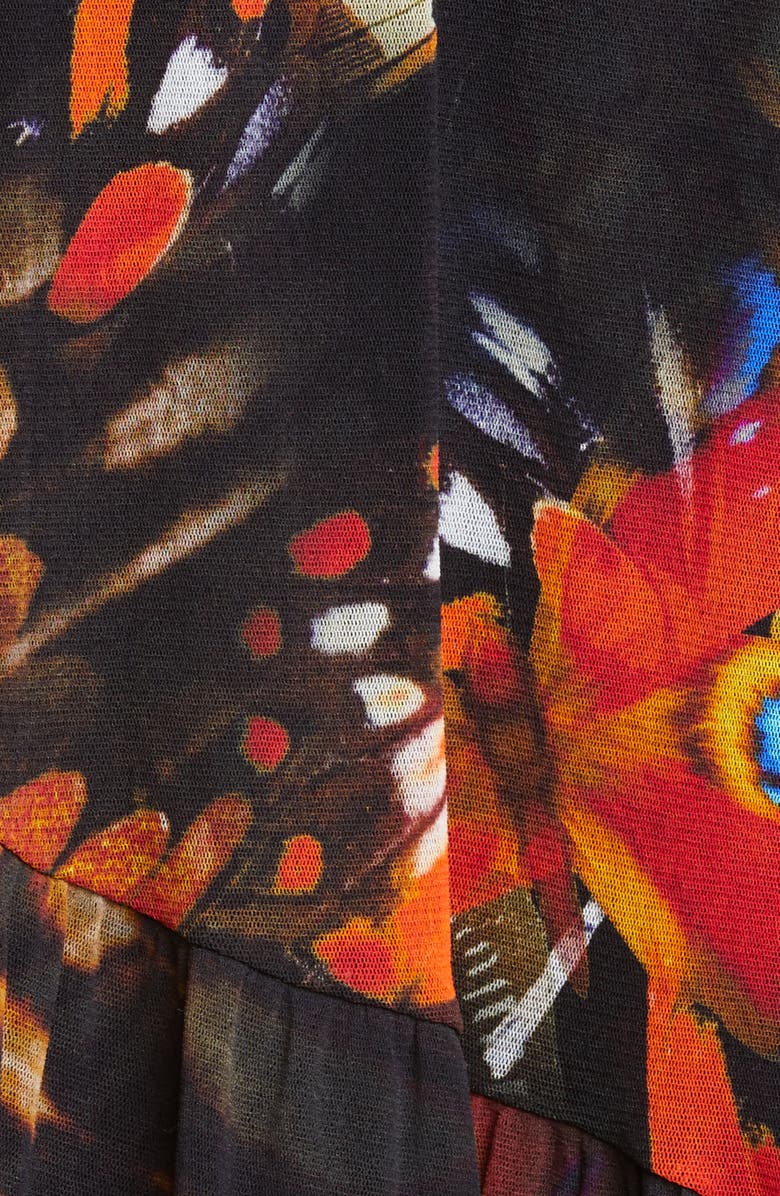 Fuzzi Butterfly Print Asymmetrical Midi Skirt, Alternate, color, 
