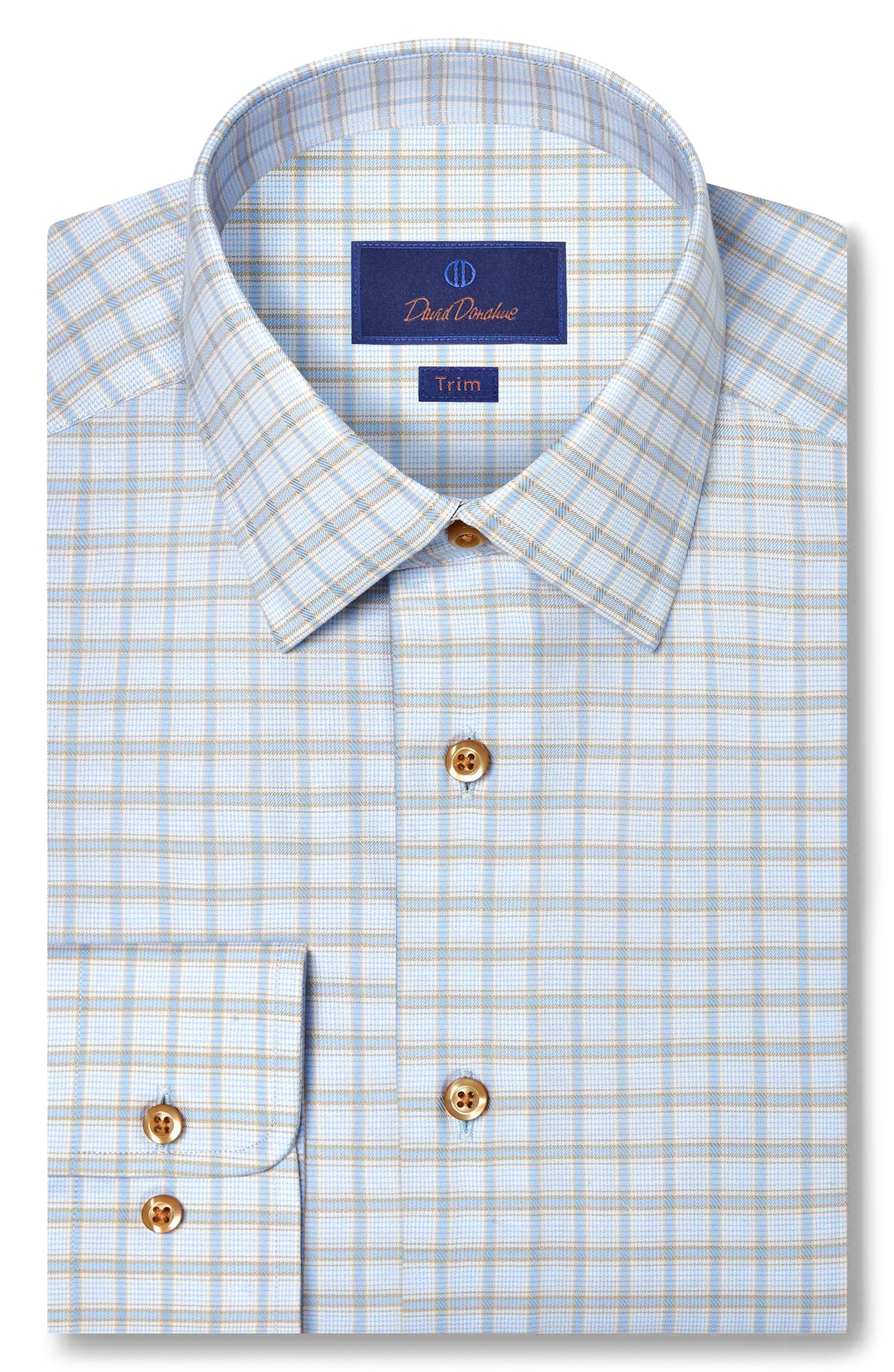 Trim Fit Dobby Check Cotton Dress Shirt