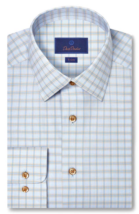 Trim Fit Dobby Check Cotton Dress Shirt