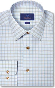 David Donahue Trim Fit Dobby Check Cotton Dress Shirt