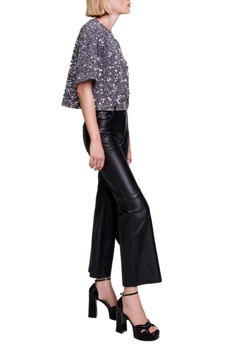 maje Sequin Velvet Crop Top, Alternate, color,