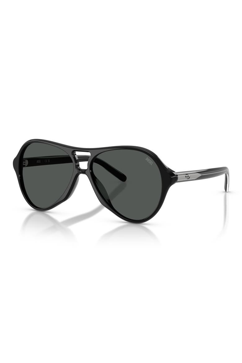 57mm Pilot Sunglasses, Alternate, color, SOLID BLACK / SOLID BLACK