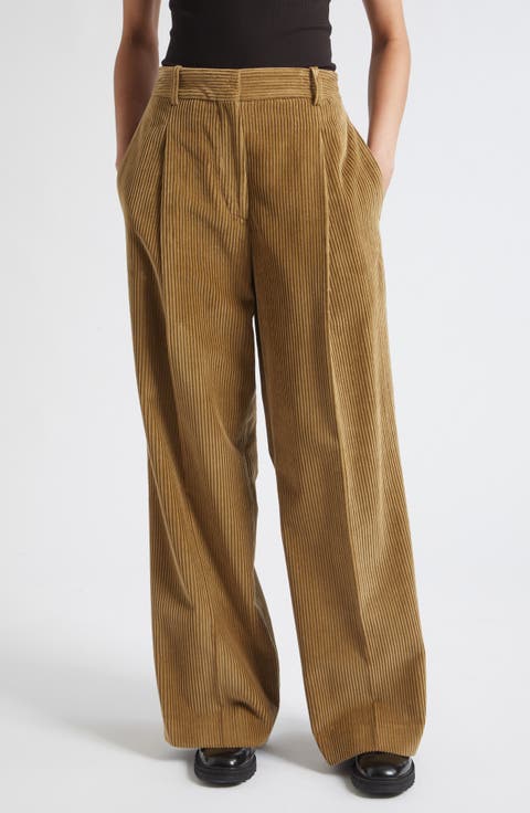 Ted Pleated Lower Waist Corduroy Trousers