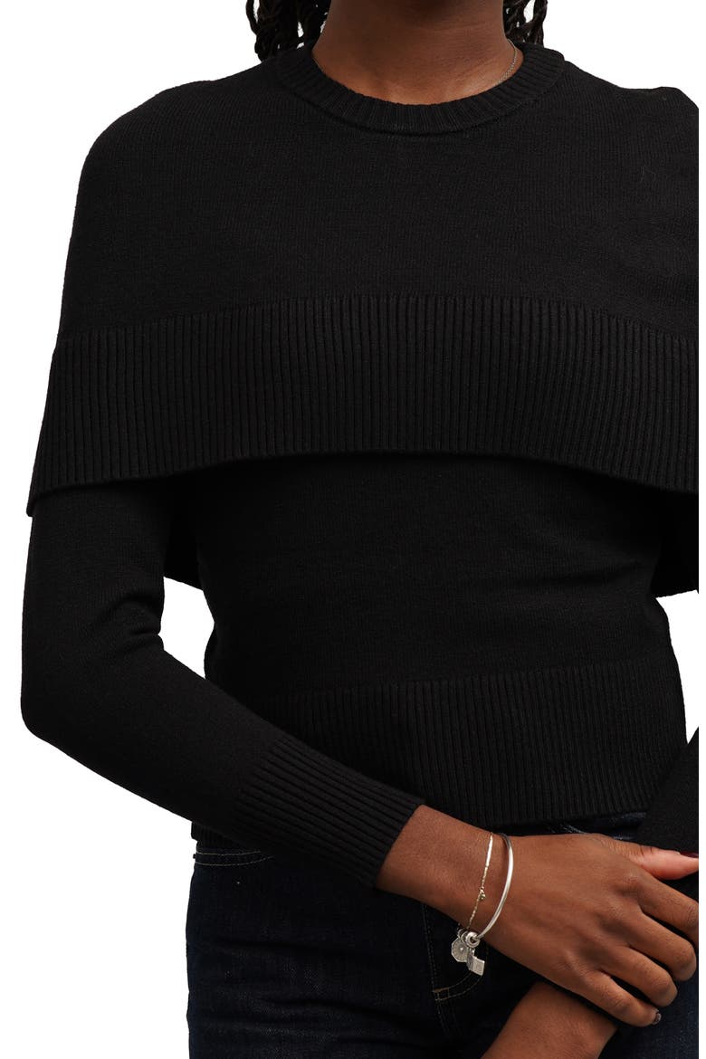 Rib Overlay Sweater, Alternate, color, BLACK