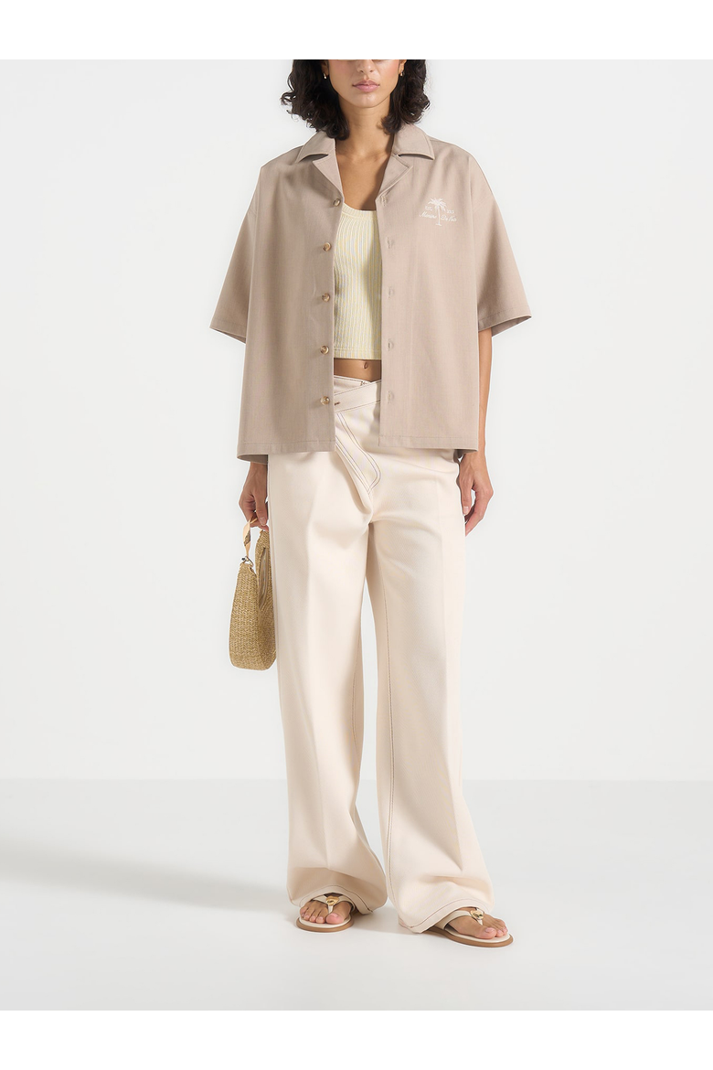 Alexis Unisex Cote d'Azur Boxy Shirt, Main, color, Taupe