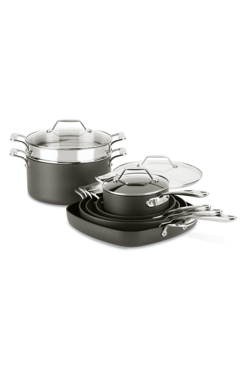 All-Clad Essentials 10-Piece Nonstick Cookware Set, Alternate, color, Black