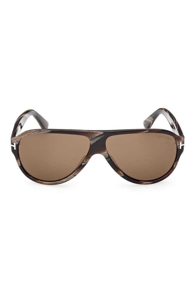 61mm Pilot Sunglasses, Main, color, BROWN HORN EFFECT / ROVIEX