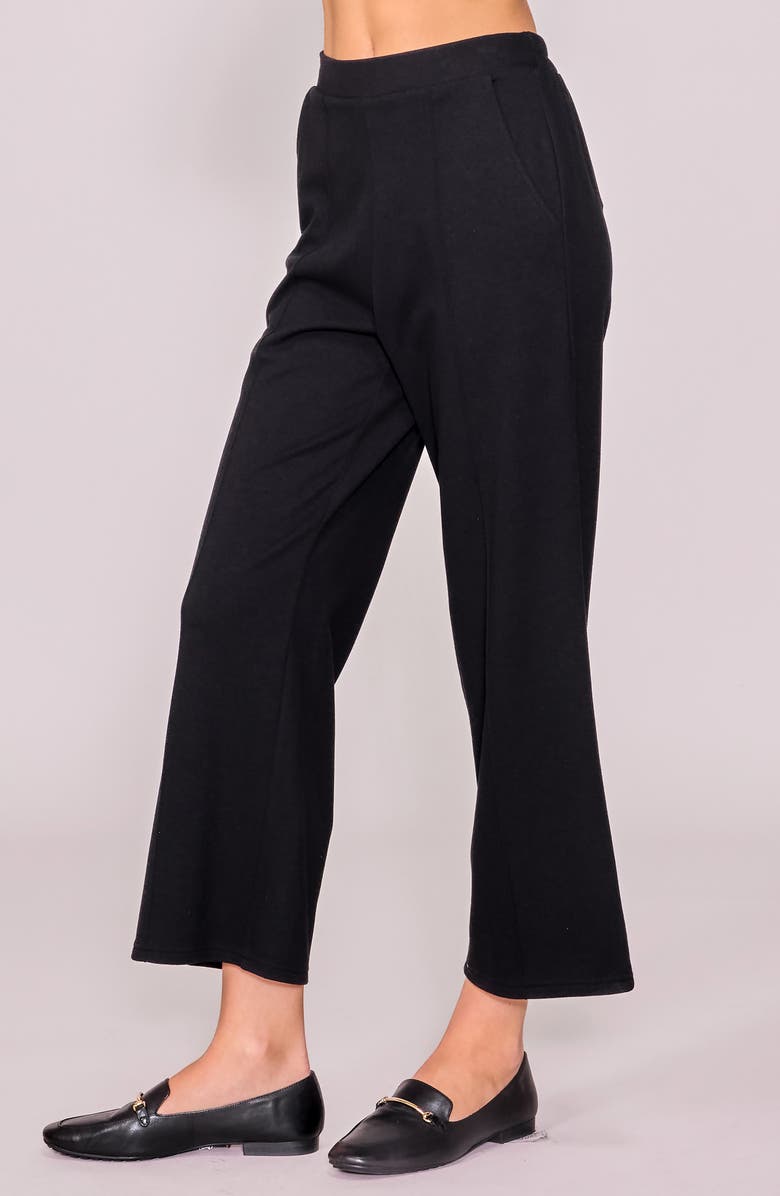 MELLODAY Knit Pintuck Ankle Pants, Alternate, color, Black