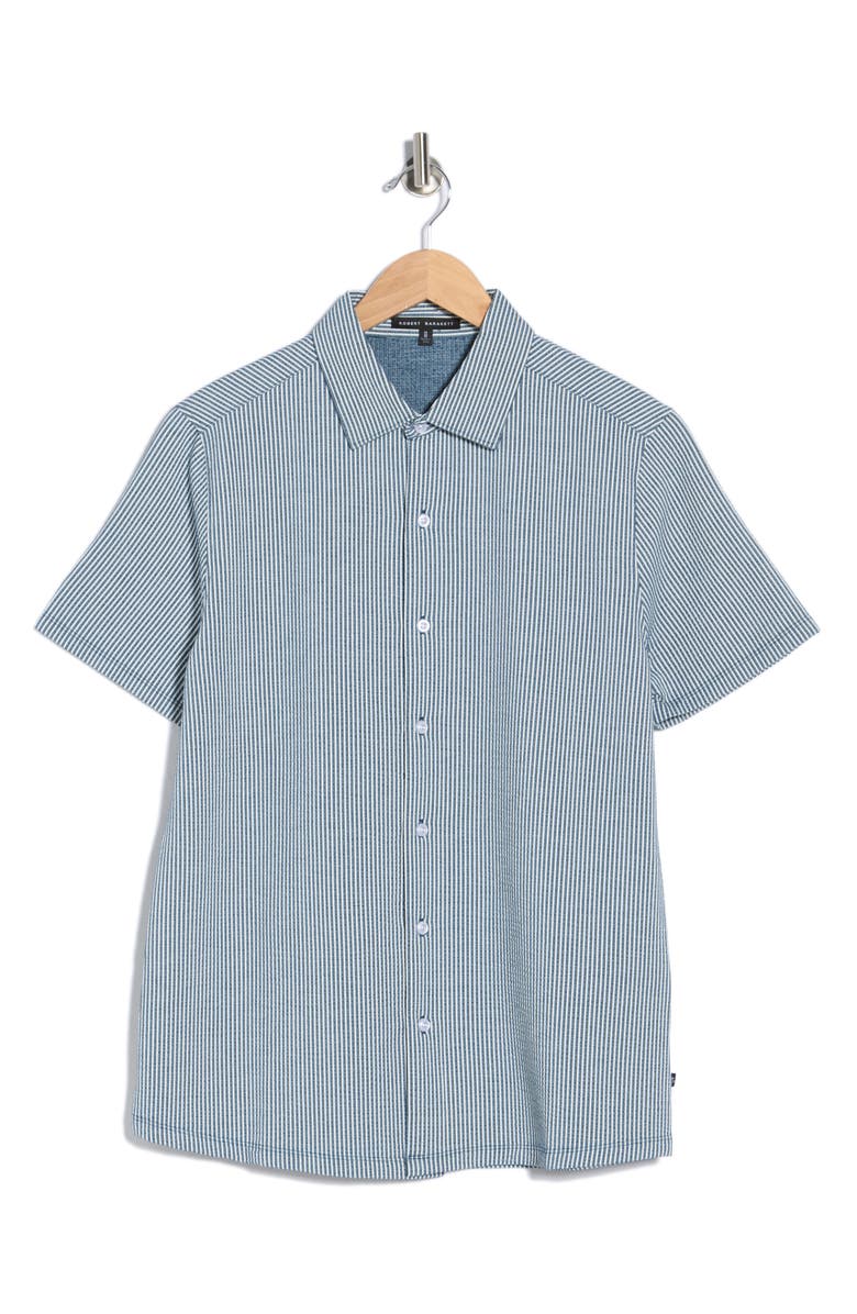 Robert Barakett Wendell Short Sleeve Knit Button-Up Shirt, Alternate, color, Blue