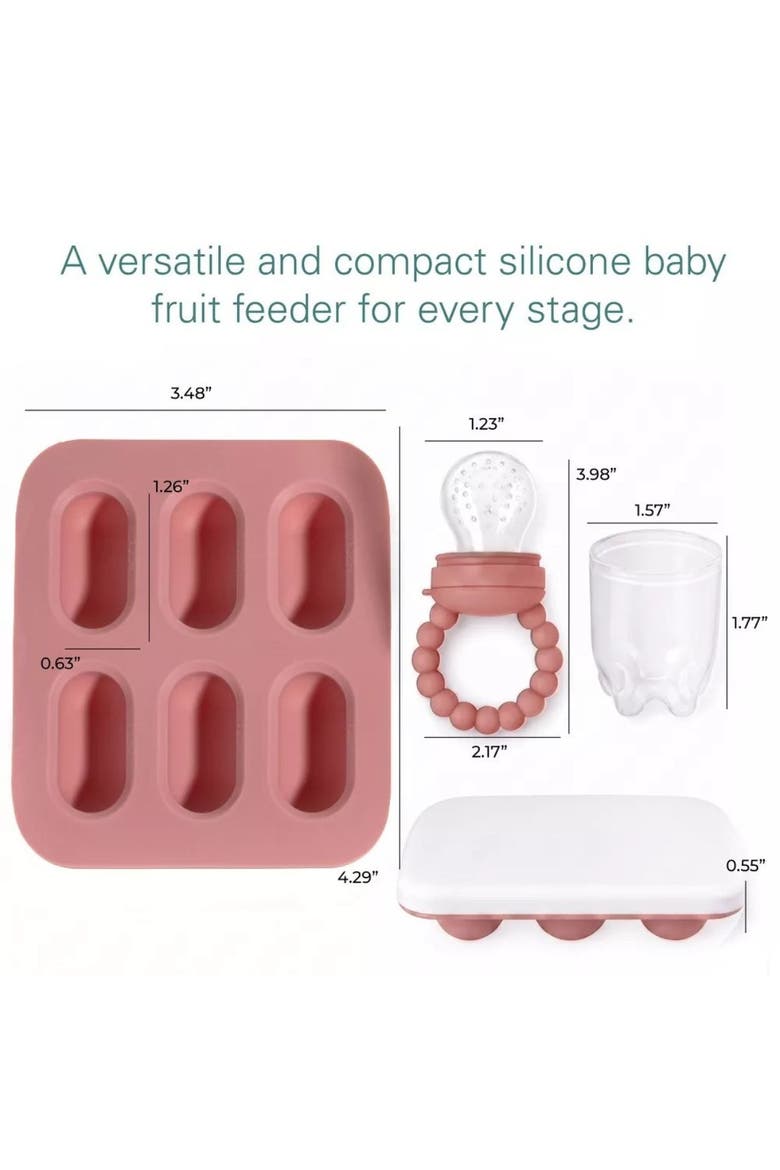 Silicone Suction Bowl Set with Lids, Soft Led Weaning Feeding Spoons, Fruit Feeders, Freezer & Dishwasher Safe, Alternate, color, Pink