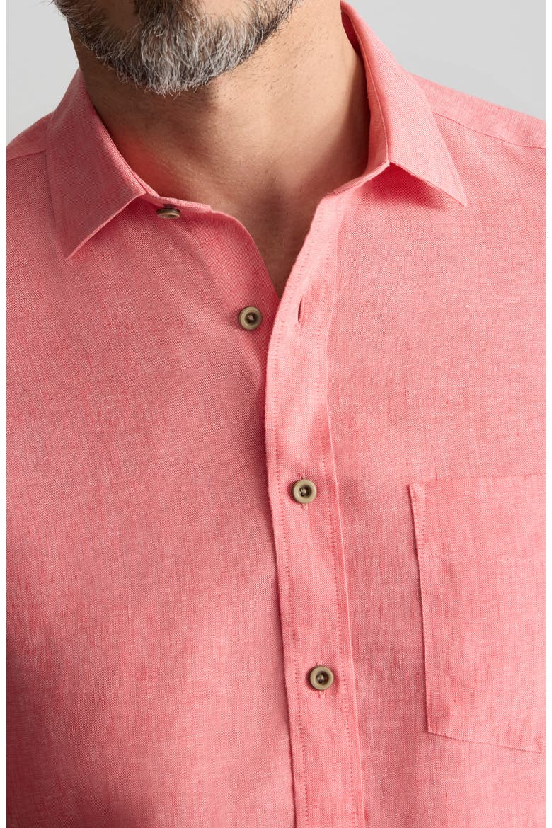 Cameron Solid Wrinkle Resistant Linen Button-Up Shirt, Alternate, color, CAYENNE
