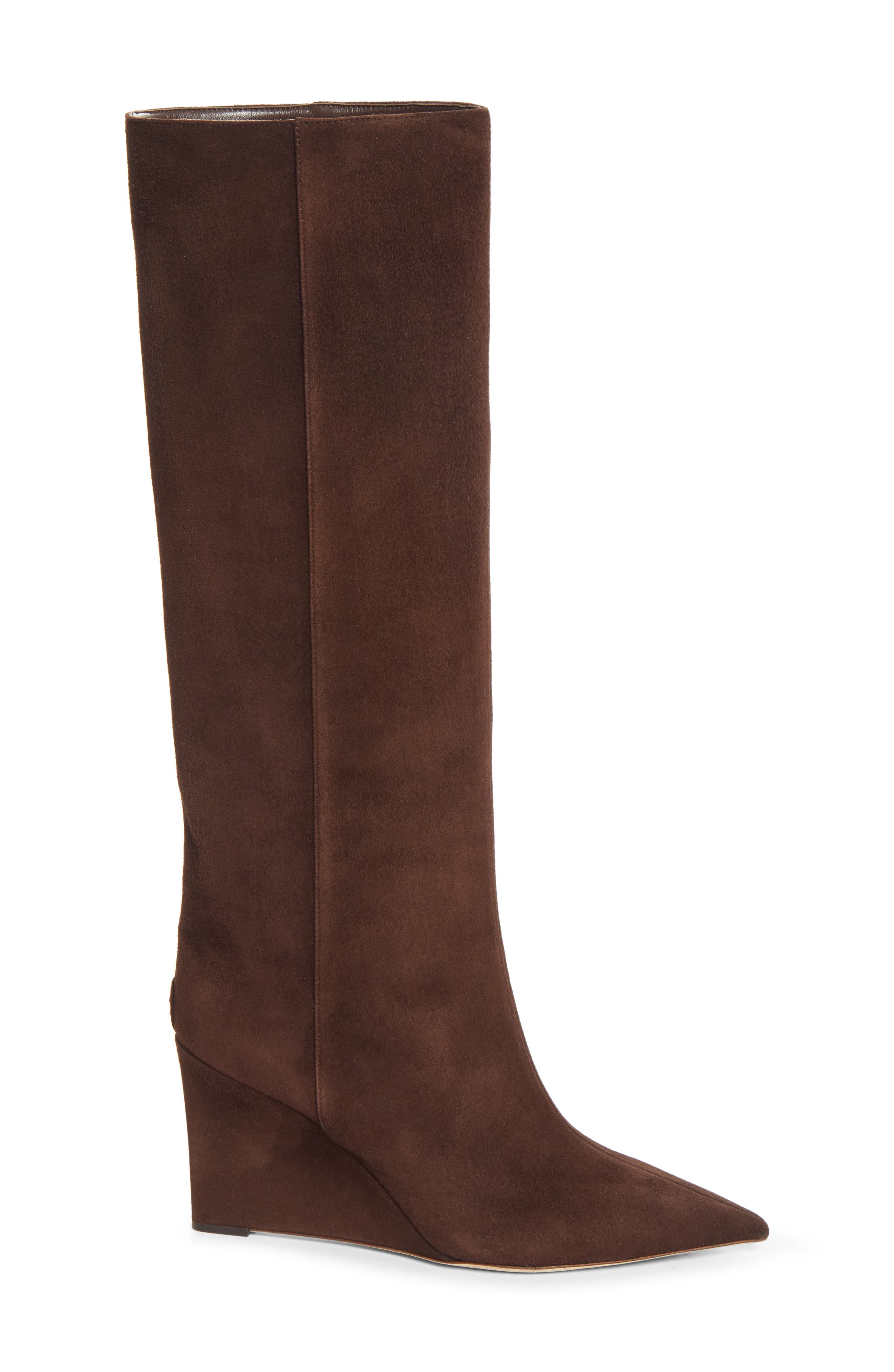 Blake Pointed Toe Knee High Wedge Boot, Alternate, color, CHOCOLATE