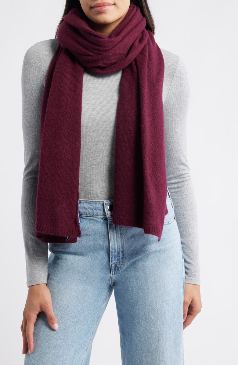 Nordstrom Cashmere Scarf, Main, color, Burgundy Field