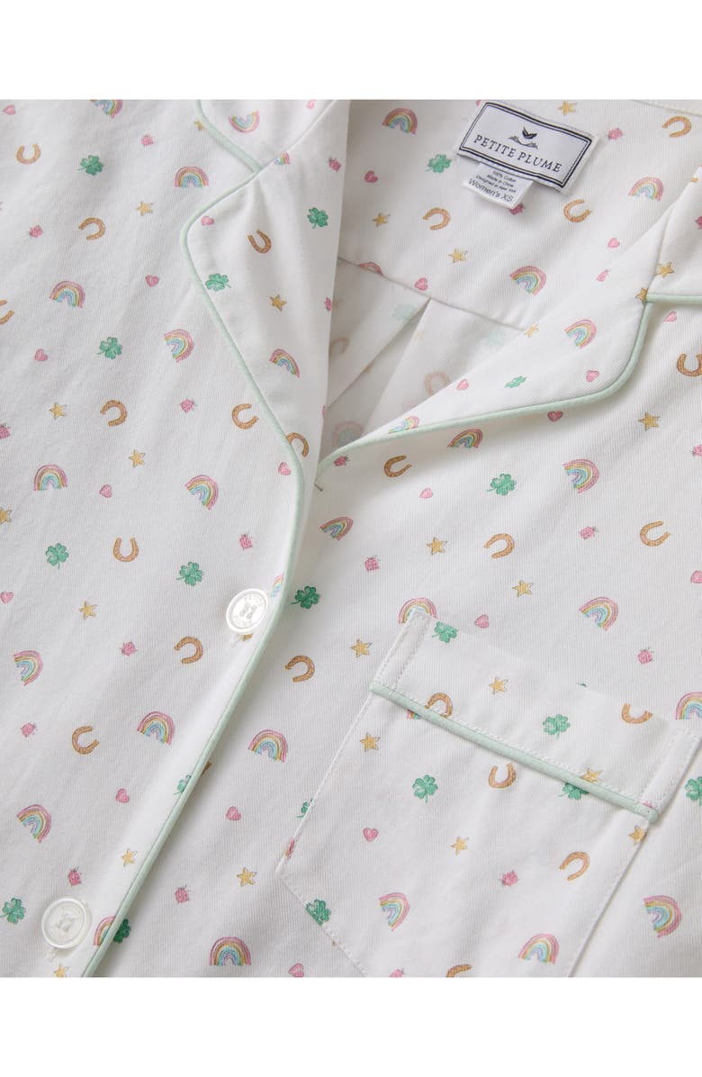 Petite Plume Piped Cotton Twill Pajamas, Alternate, color, White