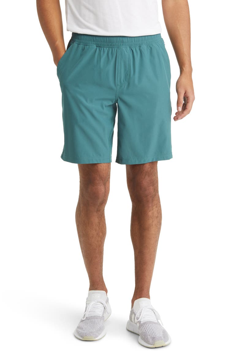 Mako 9-Inch Water Resistant Athletic Shorts, Main, color, MALLARD GREEN