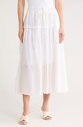 ELIE ELIE TAHARI Ruffle Embroidered Eyelet Cotton Blend Skirt