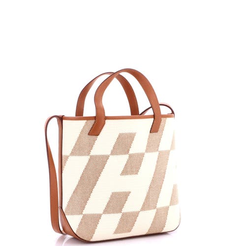 Pre-owned Hermes Hermes Cabas H En Biais Tote Canvas With Leather 27 In Gold