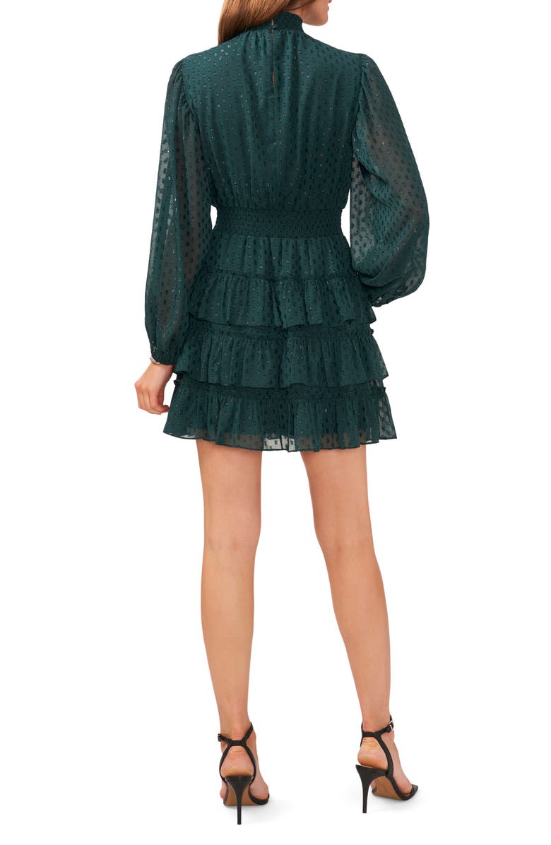 Halogen<sup>®</sup> Polka Dot Long Sleeve Tiered Ruffle Minidress, Alternate, color, 