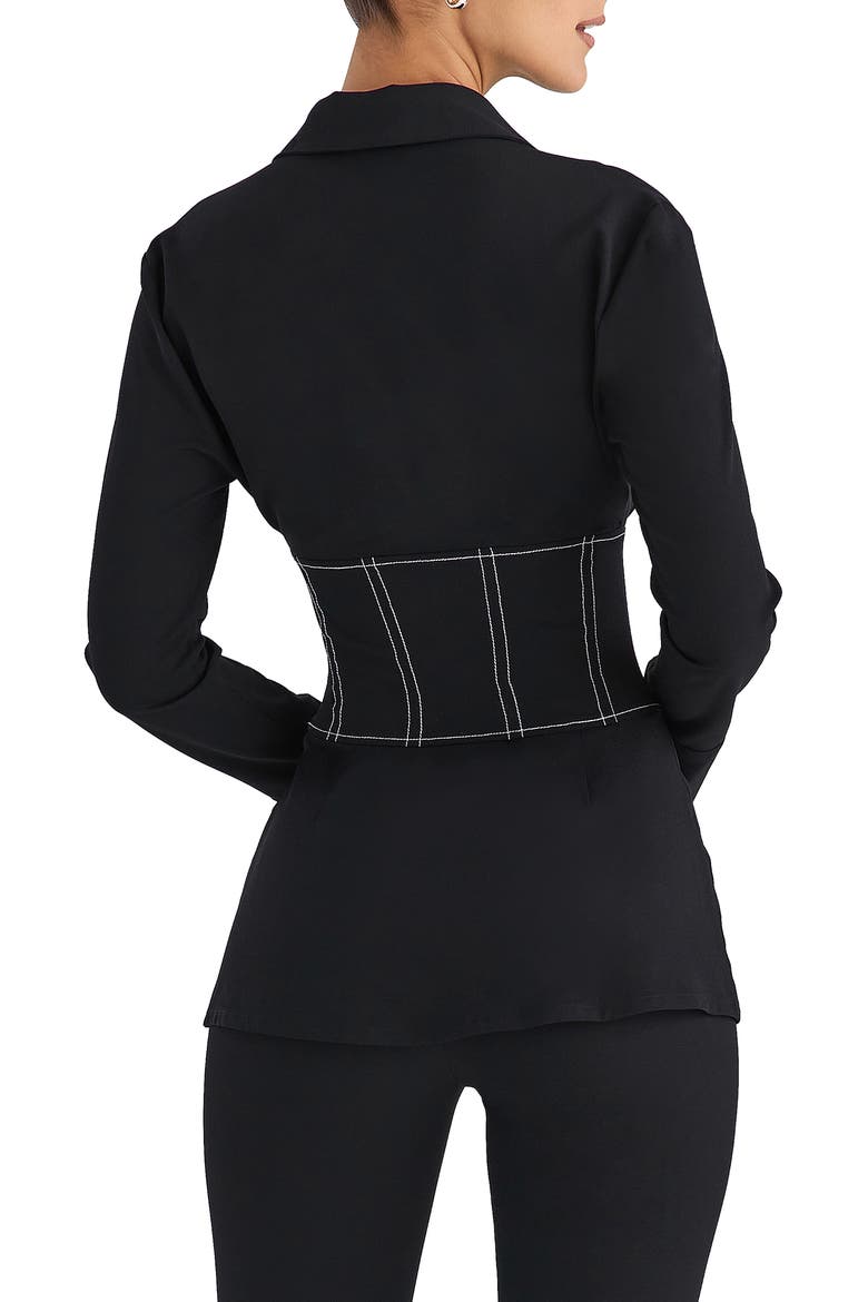 Long Sleeve Corset Shirt, Alternate, color, BLACK